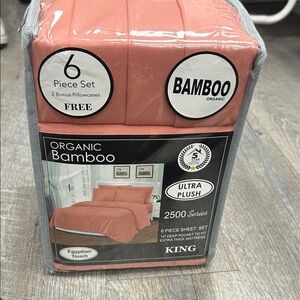 BAMBOO Organic King Sheet Set in Vibrant Coral